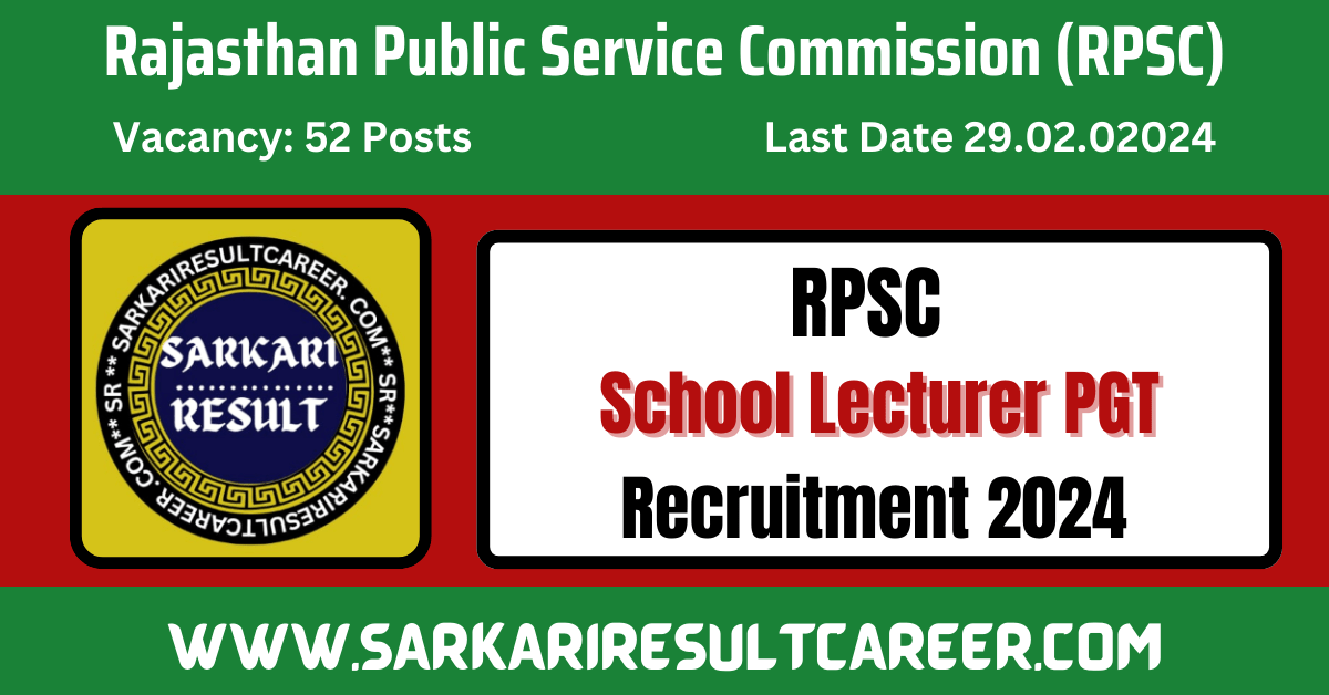 Rajasthan RPSC School Lecturer Recruitment 2024