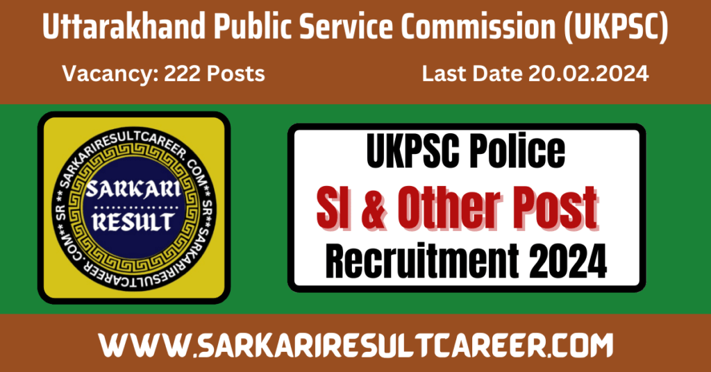 Uttarakhand UKPSC Police SI Recruitment 2024