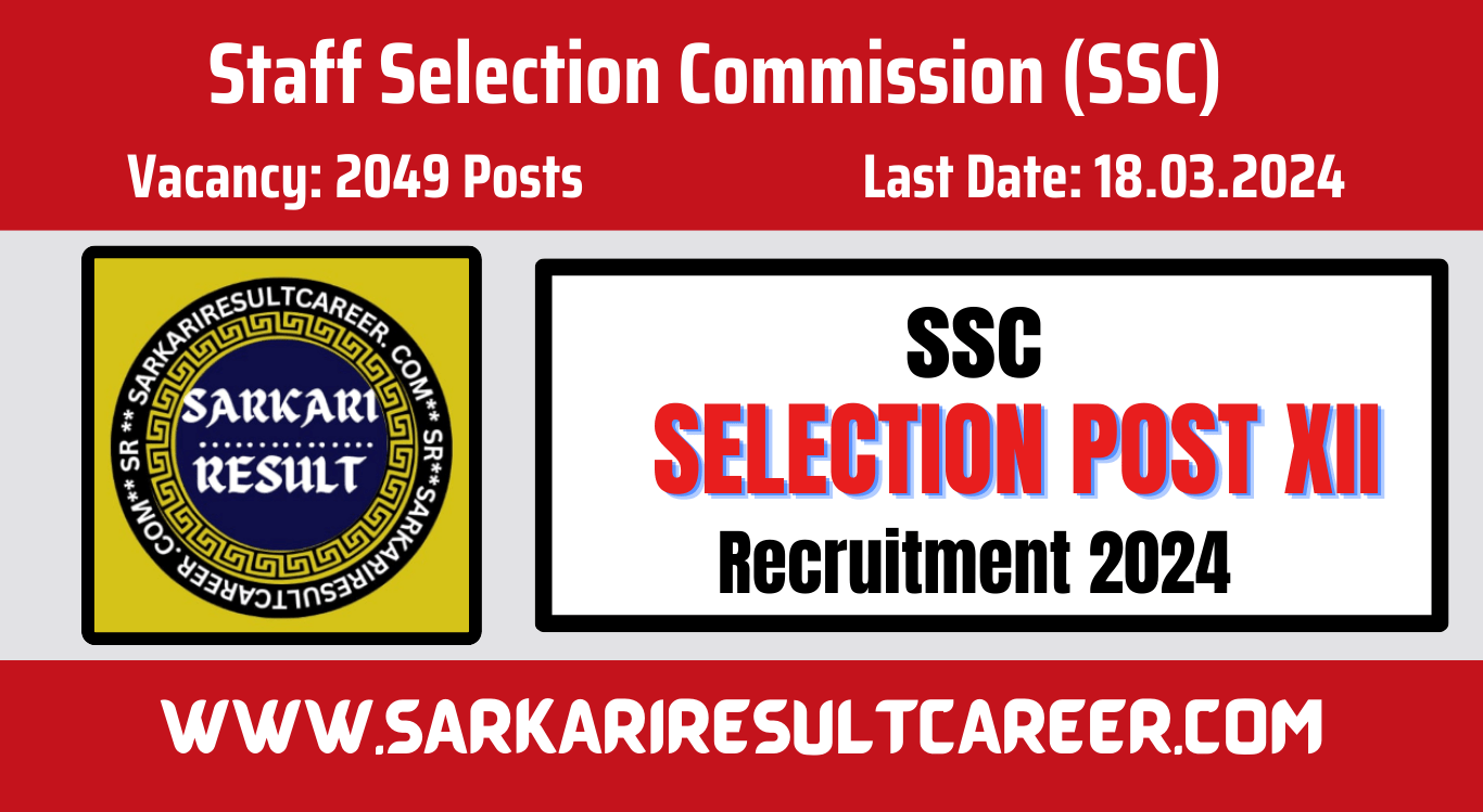 SSC Selection Post XII Recruitment 2024